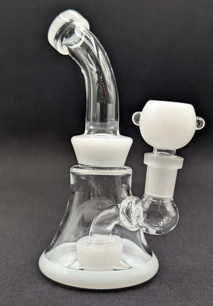 6" Glass Water Pipe Bong Bent Neck Perc White