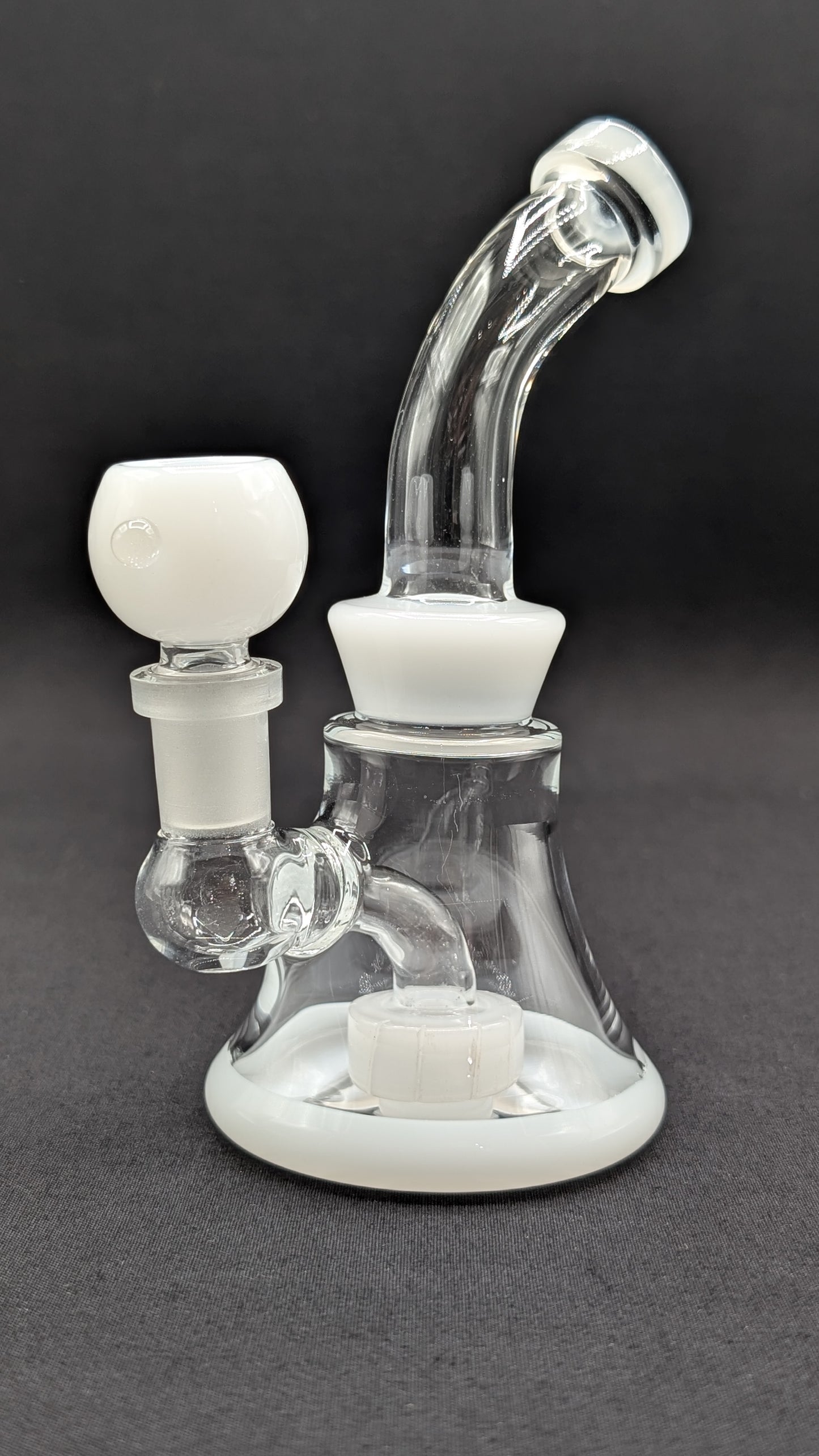 6" Glass Water Pipe Bong Bent Neck Perc White