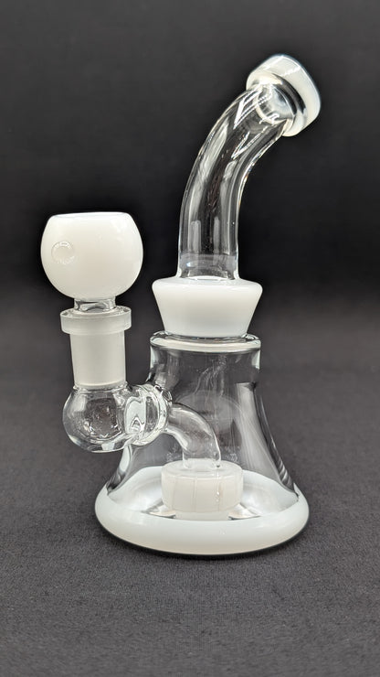 6" Glass Water Pipe Bong Bent Neck Perc White