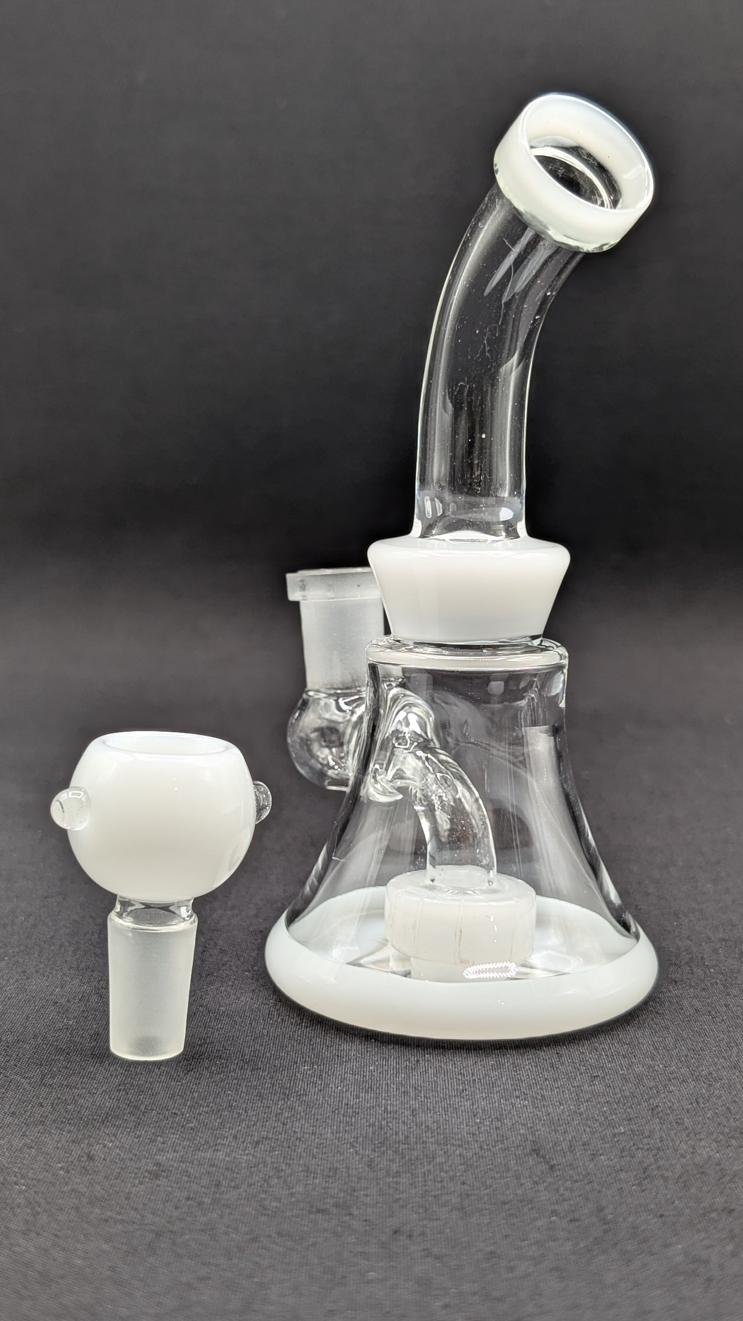 6" Glass Water Pipe Bong Bent Neck Perc White