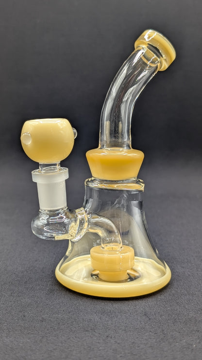 6" Glass Water Pipe Bong Bent Neck Perc Yellow