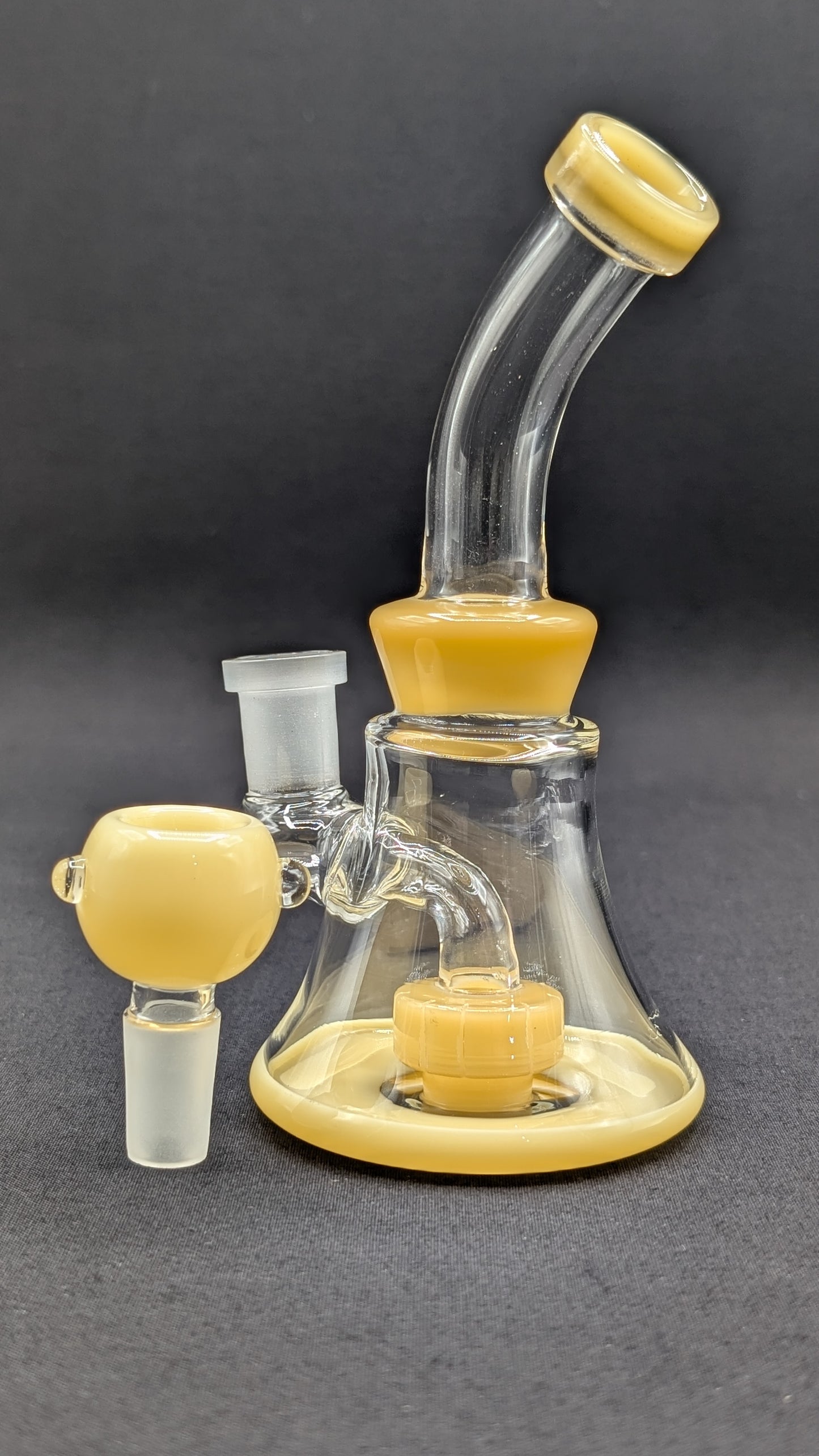 6" Glass Water Pipe Bong Bent Neck Perc Yellow