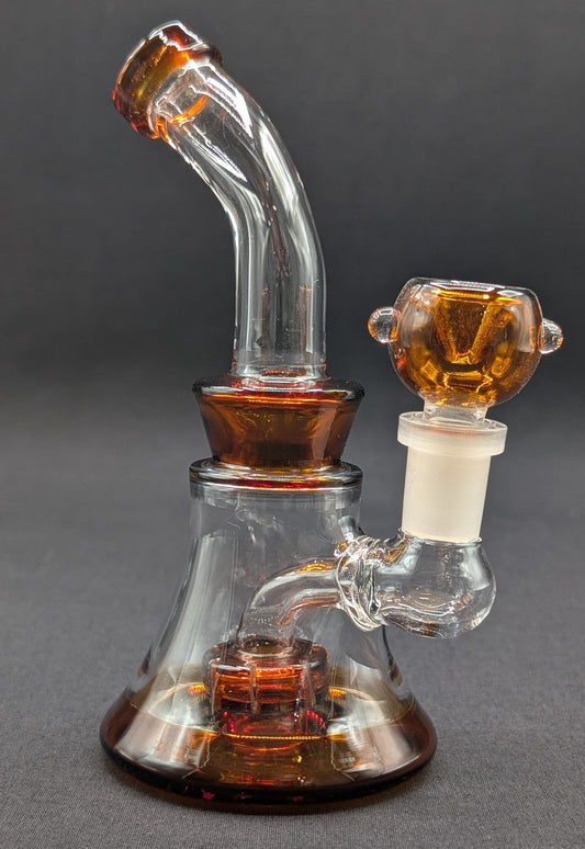 6" Glass Water Pipe Bong Bent Neck Perc Amber