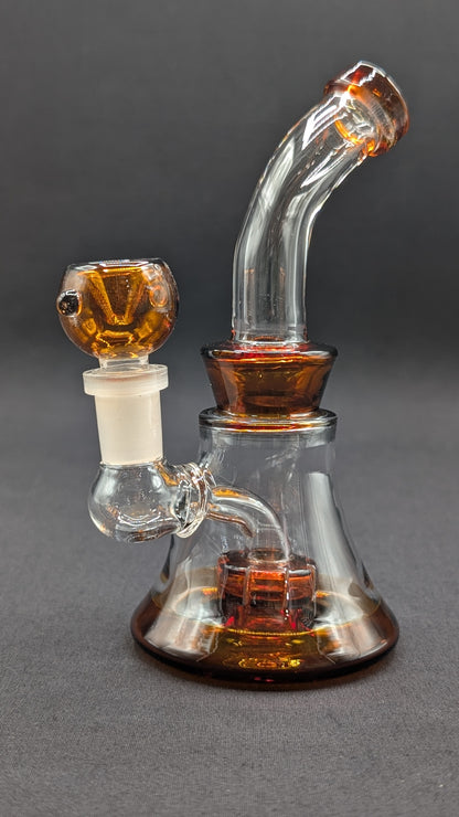 6" Glass Water Pipe Bong Bent Neck Perc Amber