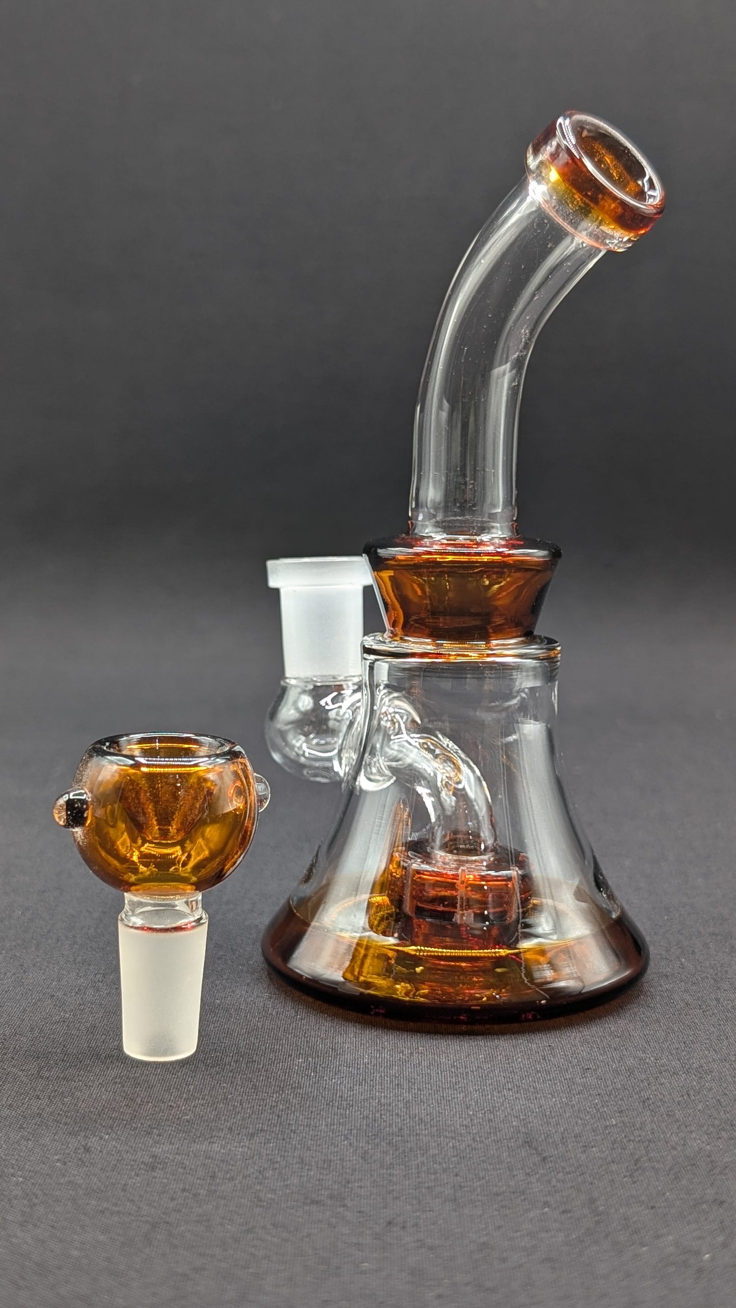 6" Glass Water Pipe Bong Bent Neck Perc Amber