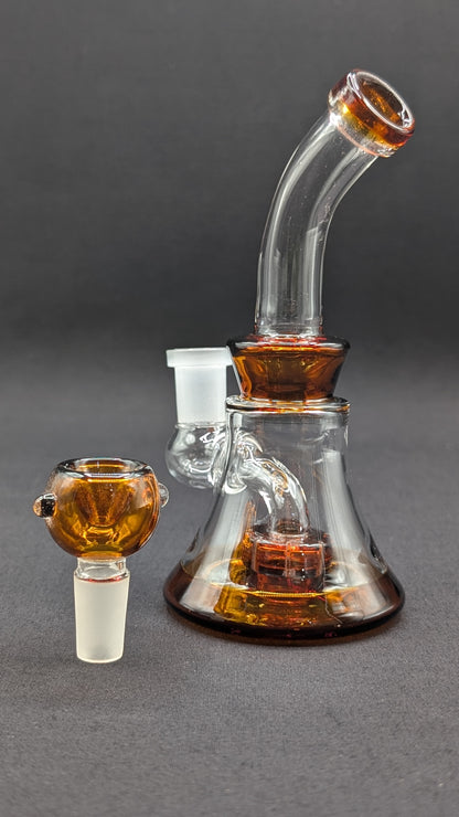 6" Glass Water Pipe Bong Bent Neck Perc Amber