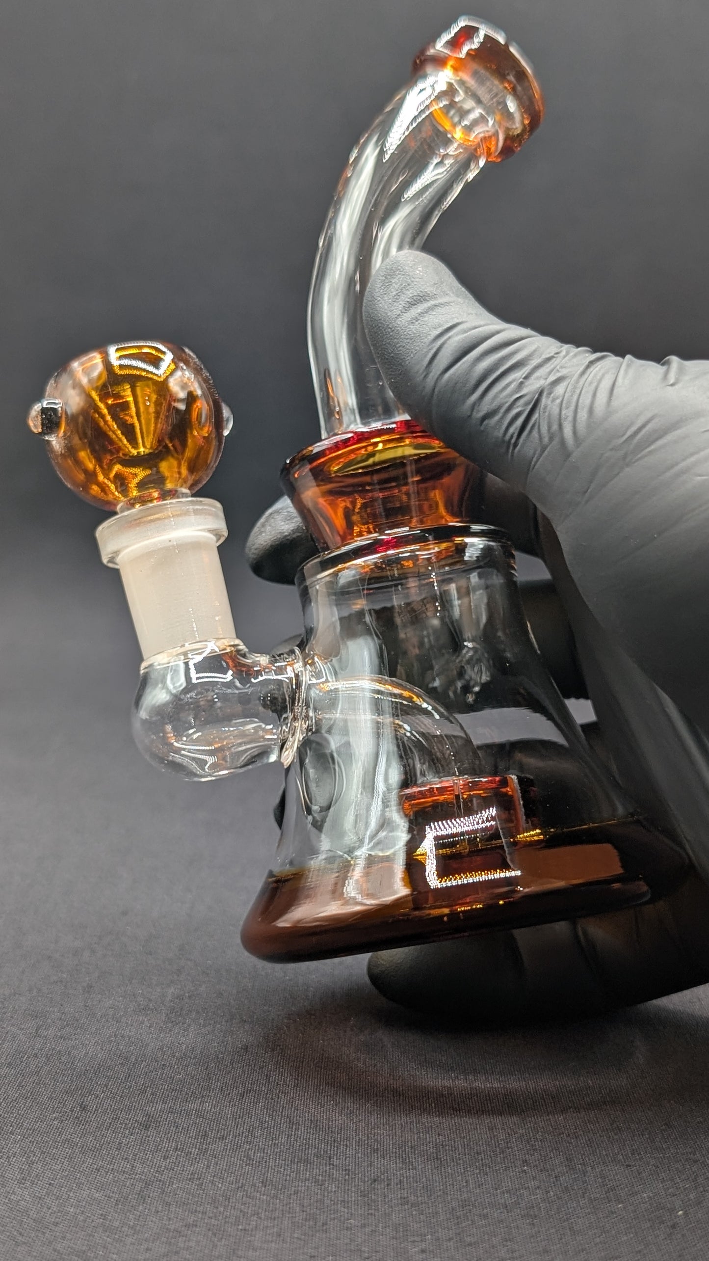 6" Glass Water Pipe Bong Bent Neck Perc Amber