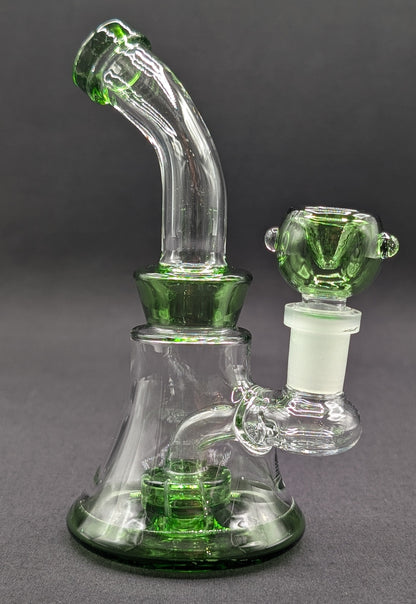 6" Glass Water Pipe Bong Bent Neck Perc Green