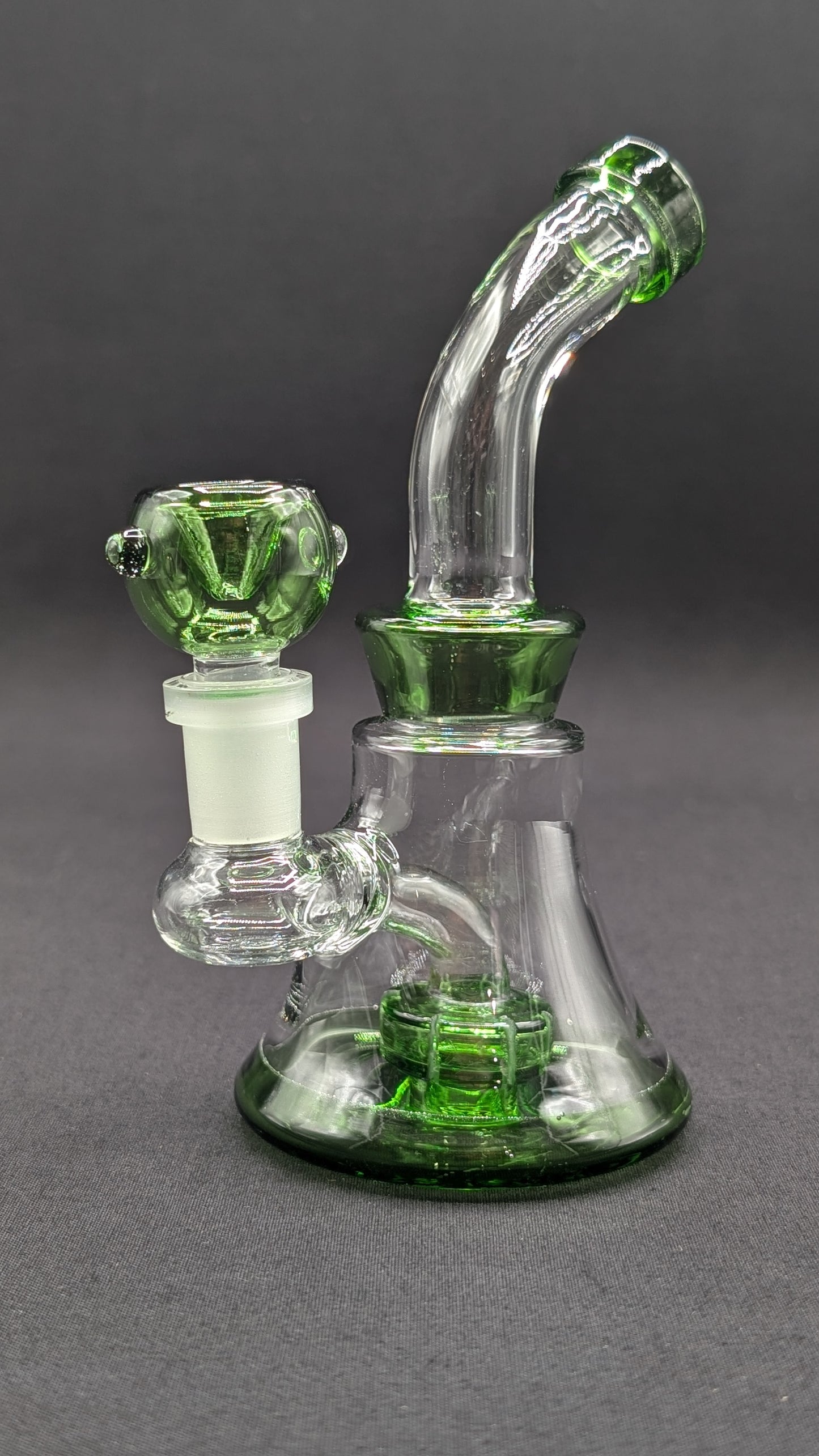6" Glass Water Pipe Bong Bent Neck Perc Green
