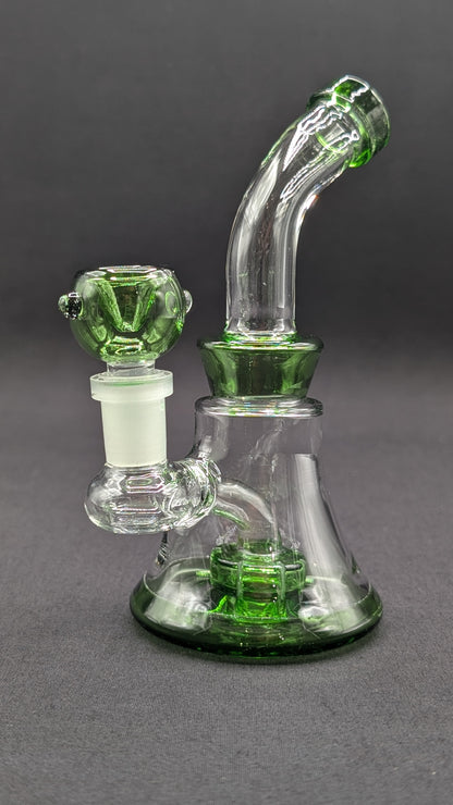 6" Glass Water Pipe Bong Bent Neck Perc Green