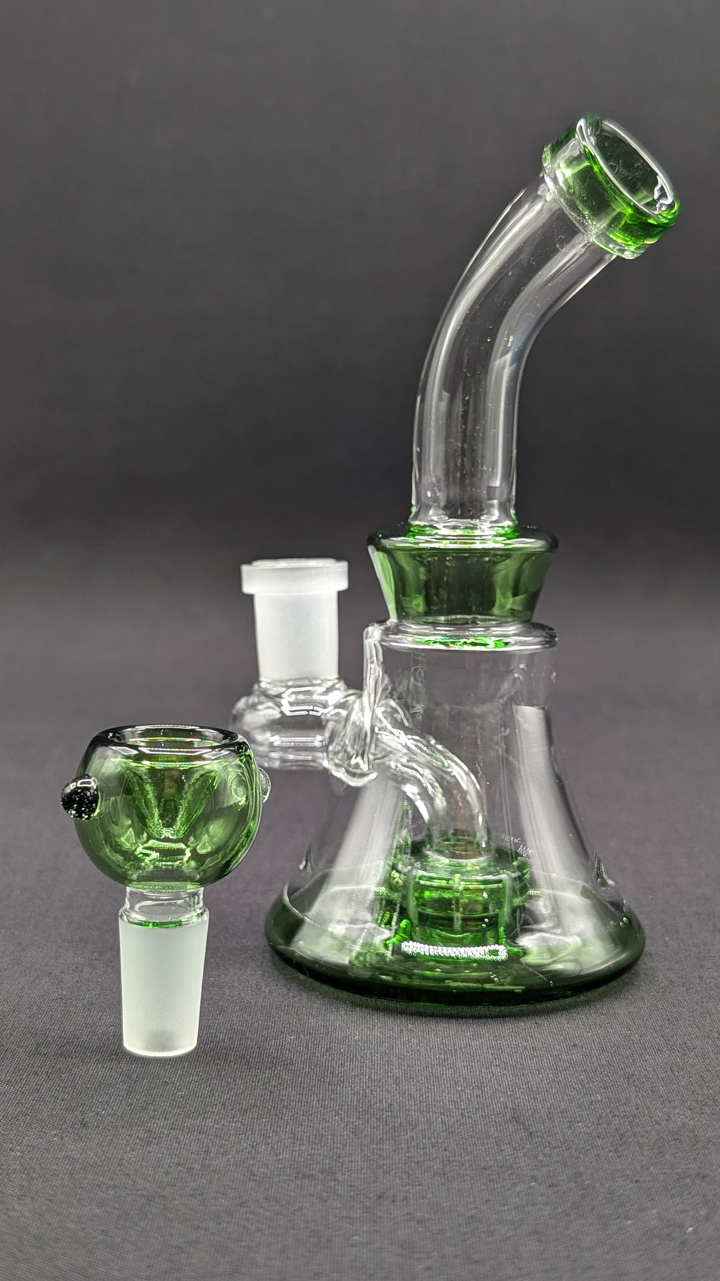 6" Glass Water Pipe Bong Bent Neck Perc Green
