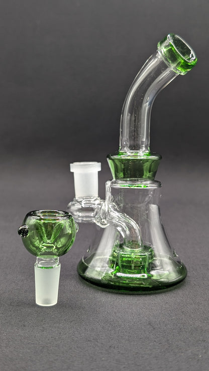 6" Glass Water Pipe Bong Bent Neck Perc Green