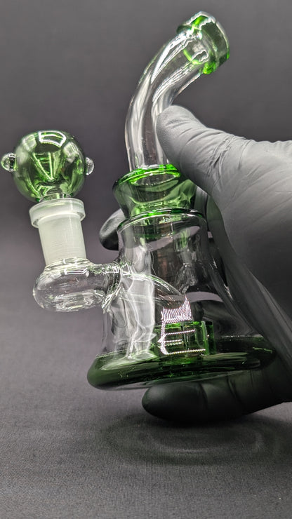 6" Glass Water Pipe Bong Bent Neck Perc Green