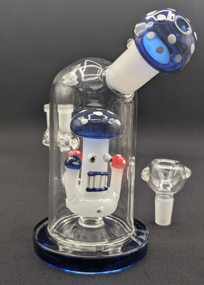 6" Glass Water Pipe Bong Mushroom Style BL