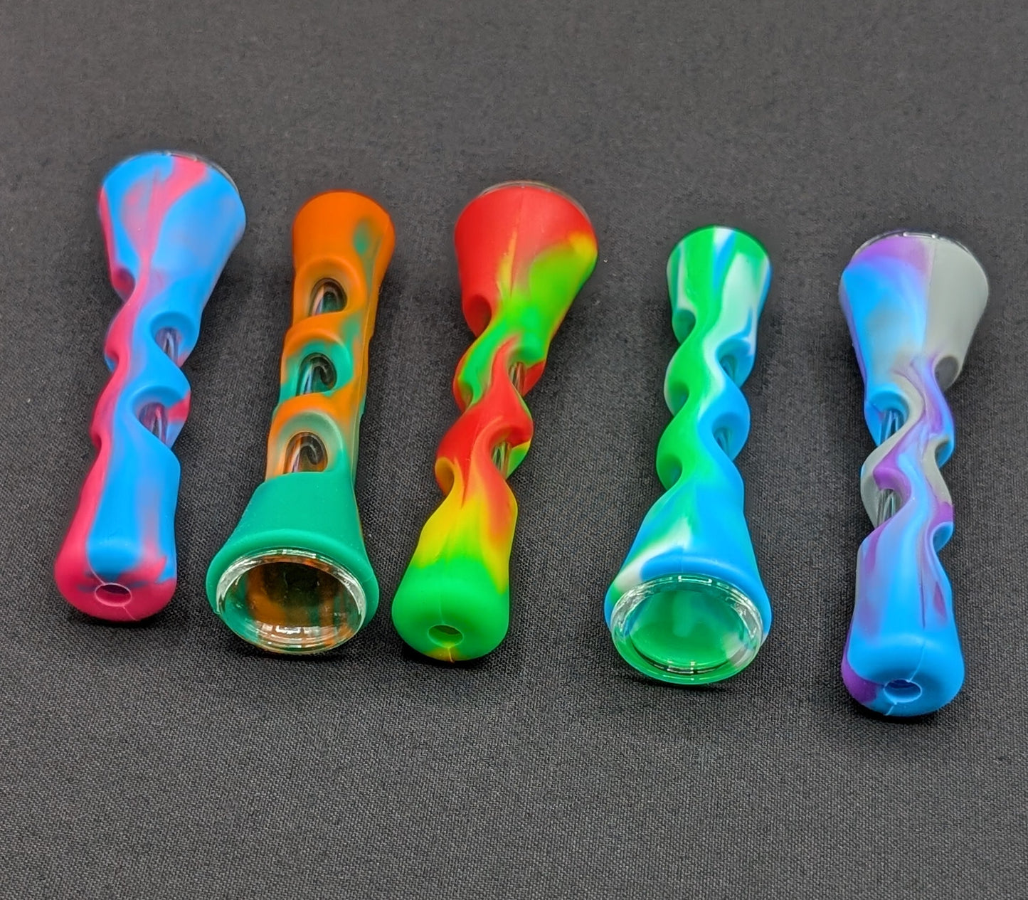 2 pack - 3" Silicone Wrapped Glass One Hitters