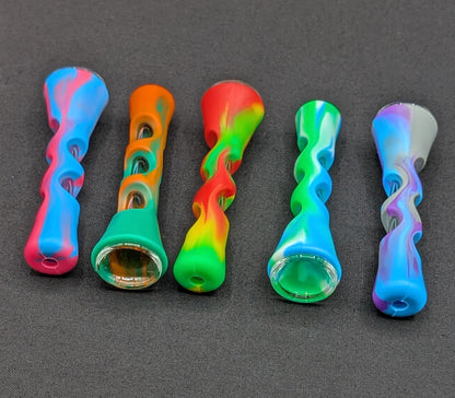 2 pack - 3" Silicone Wrapped Glass One Hitters