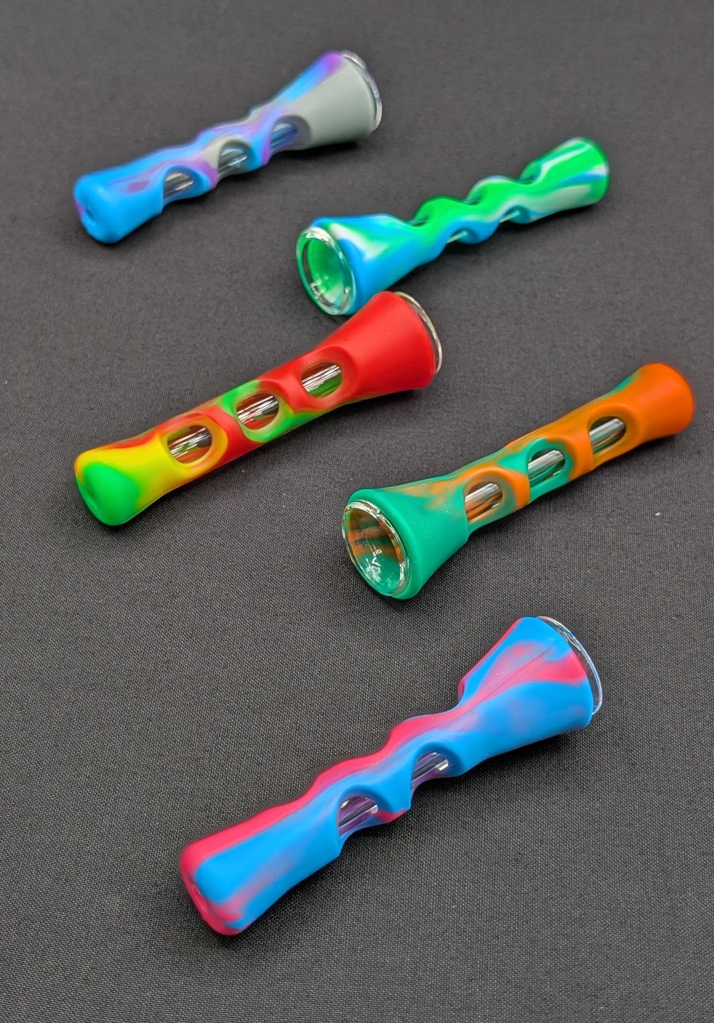 2 pack - 3" Silicone Wrapped Glass One Hitters