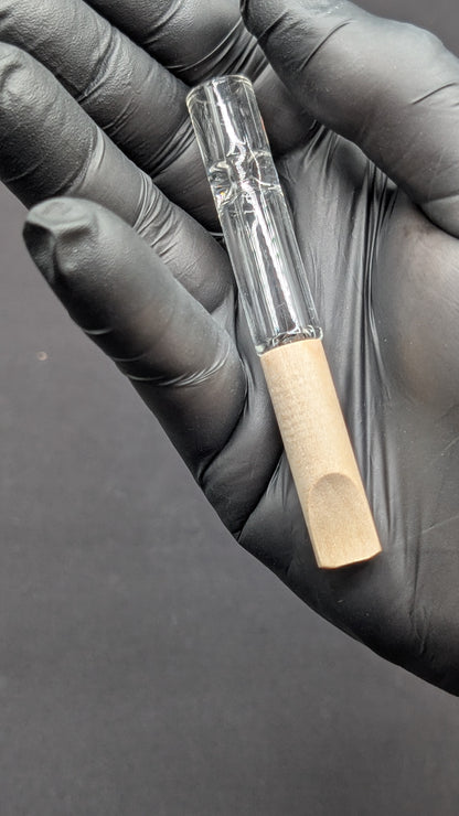2 Pack: 3.5" Glass One Hitter With Wood Mouth Piece