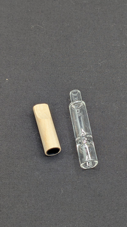 2 Pack: 3.5" Glass One Hitter With Wood Mouth Piece