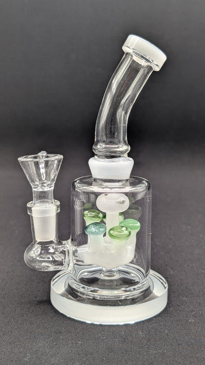 6" Glass Water Pipe Bong Bent Neck Perc Mushroom Center WH