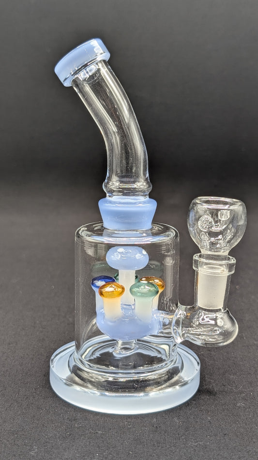 6" Glass Water Pipe Bong Bent Neck Perc Mushroom Center LB