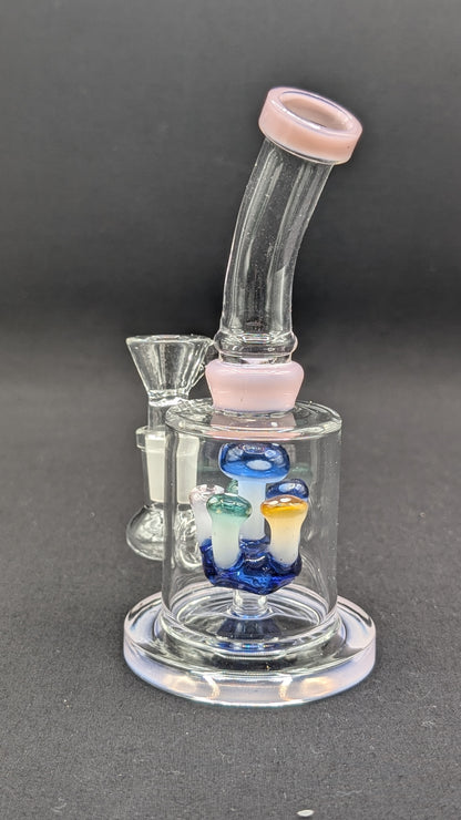 6" Glass Water Pipe Bong Bent Neck Perc Mushroom Center PK