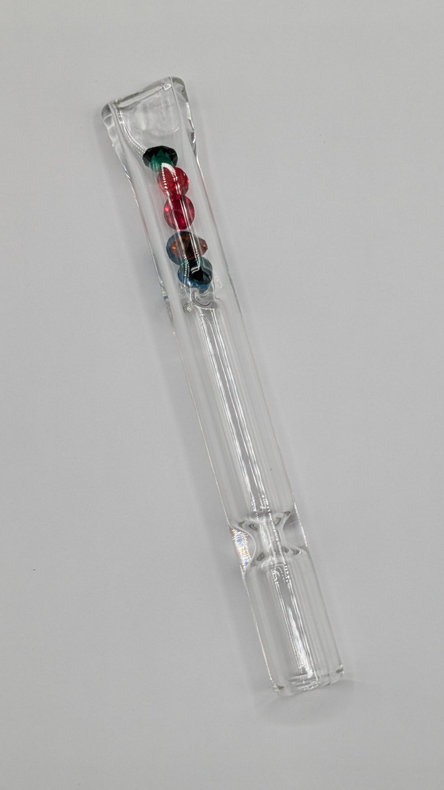 4" Glass One Hitter with Diamond Style Pieces for Smoking  - Pinched Lip