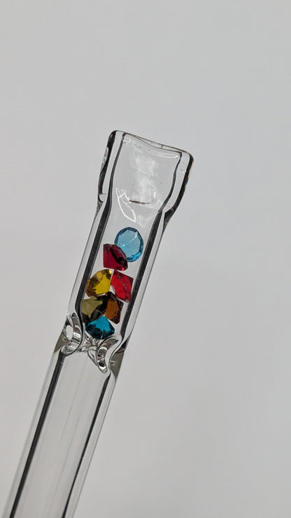 4" Glass One Hitter with Diamond Style Pieces for Smoking  - Pinched Lip