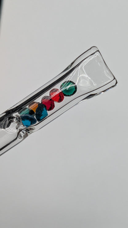 4" Glass One Hitter with Diamond Style Pieces for Smoking  - Pinched Lip