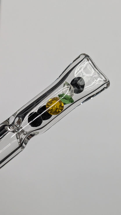 4" Glass One Hitter with Diamond Style Pieces for Smoking  - Pinched Lip