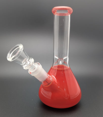 6" Glass Water Pipe Bong Red (Colored Glass)