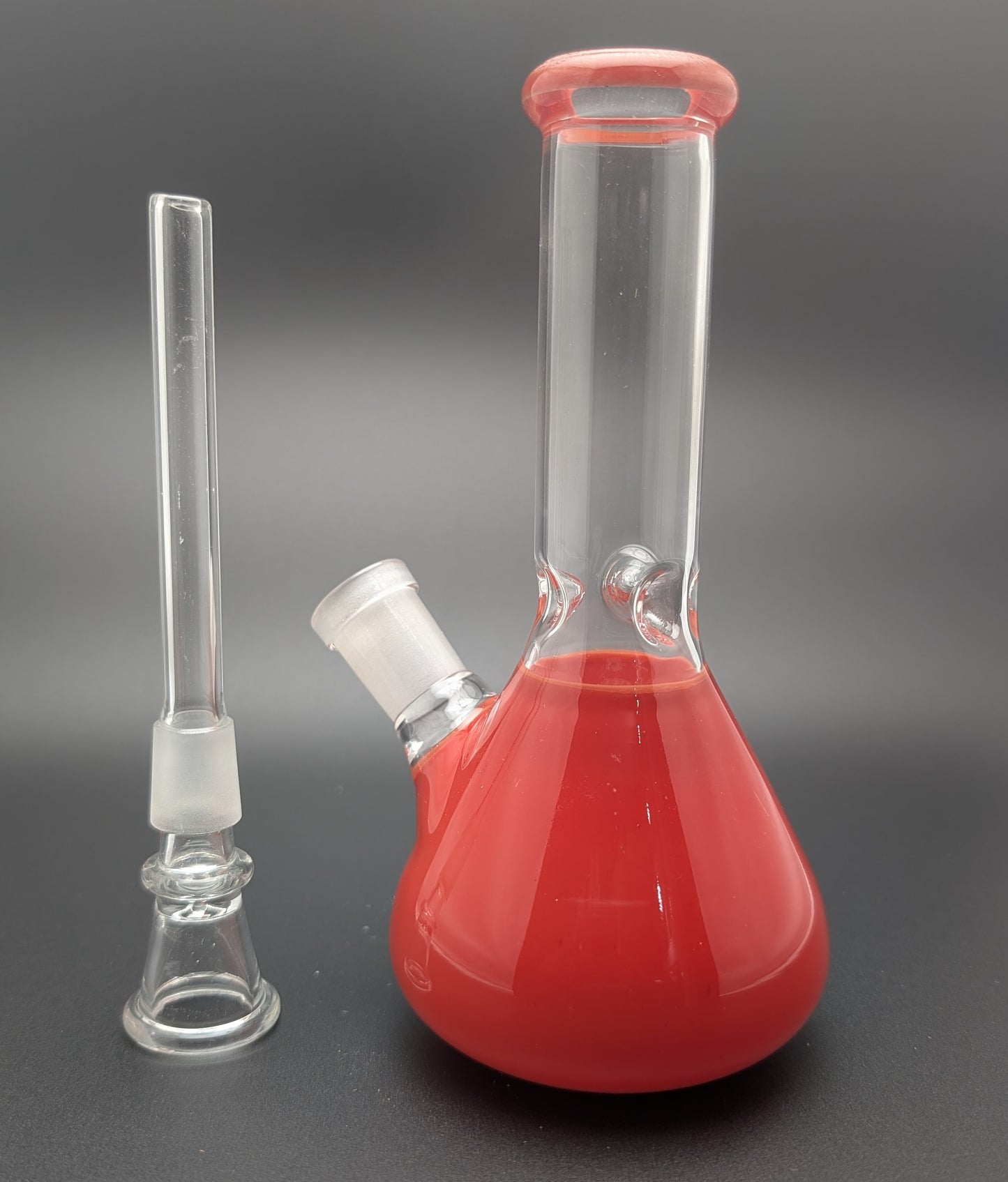 6" Glass Water Pipe Bong Red (Colored Glass)