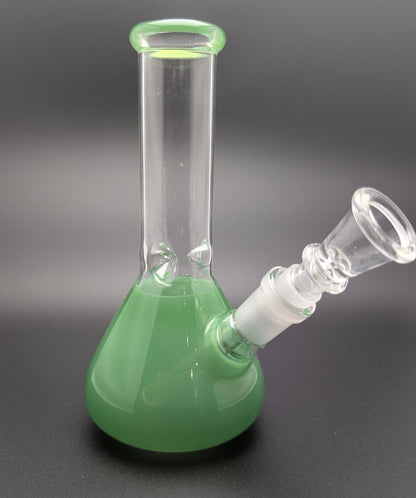 6" Glass Water Pipe Bong Green 02 (Colored Glass)