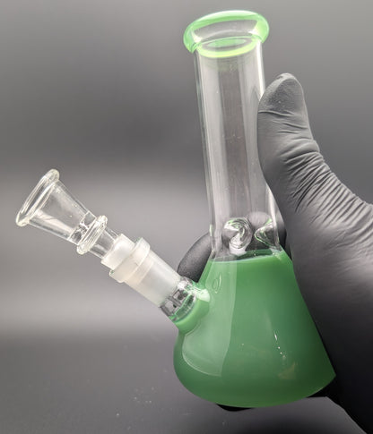 6" Glass Water Pipe Bong Green 02 (Colored Glass)