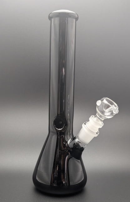 10" Glass Water Pipe Bong Jet Black w/ 6 Cut Downstem