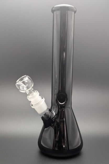 10" Glass Water Pipe Bong Jet Black w/ 6 Cut Downstem