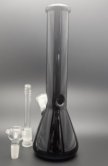 10" Glass Water Pipe Bong Jet Black w/ 6 Cut Downstem