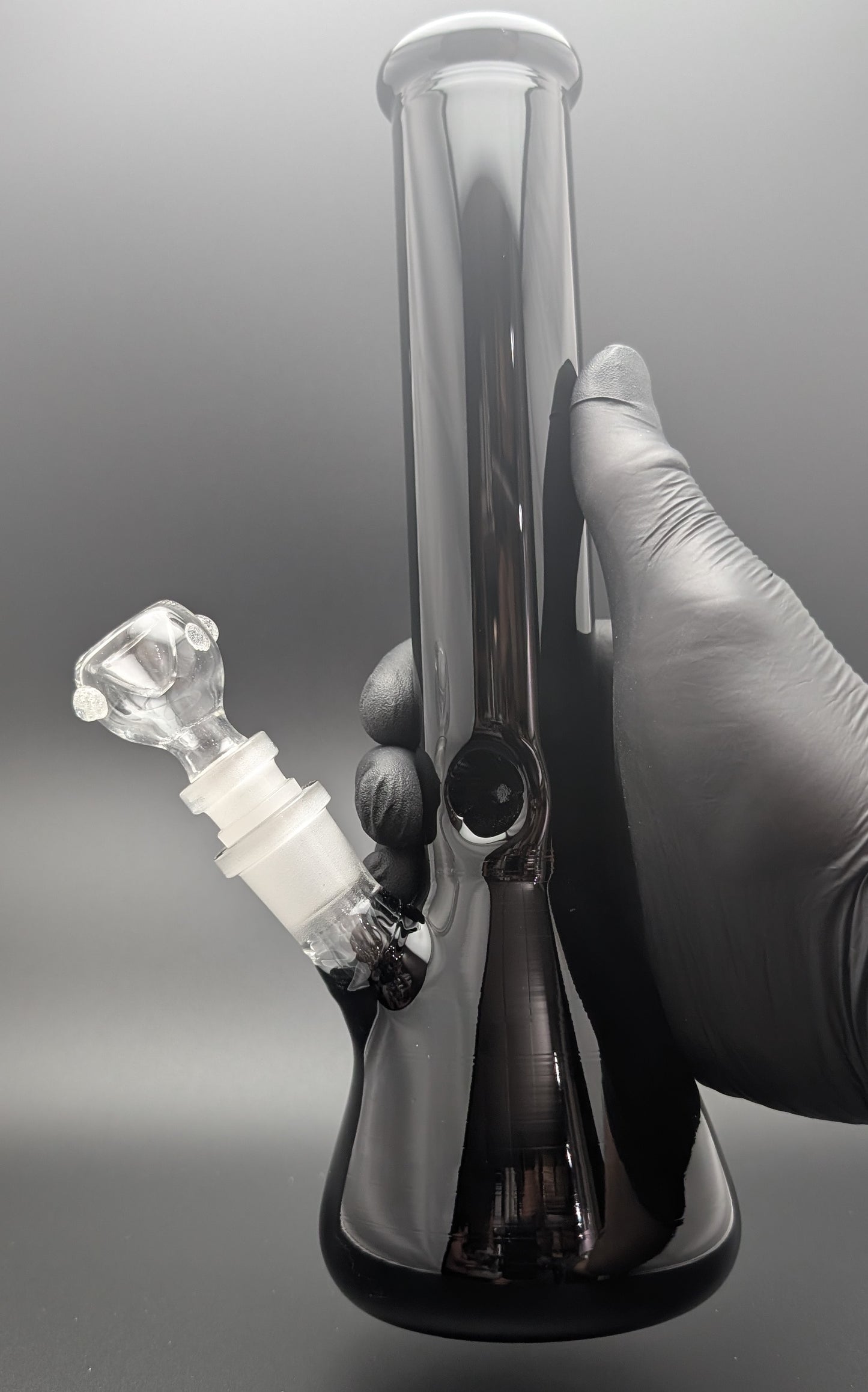 10" Glass Water Pipe Bong Jet Black w/ 6 Cut Downstem
