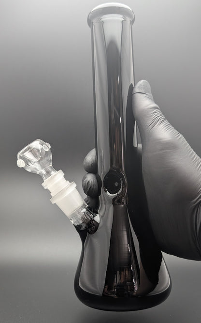 10" Glass Water Pipe Bong Jet Black w/ 6 Cut Downstem