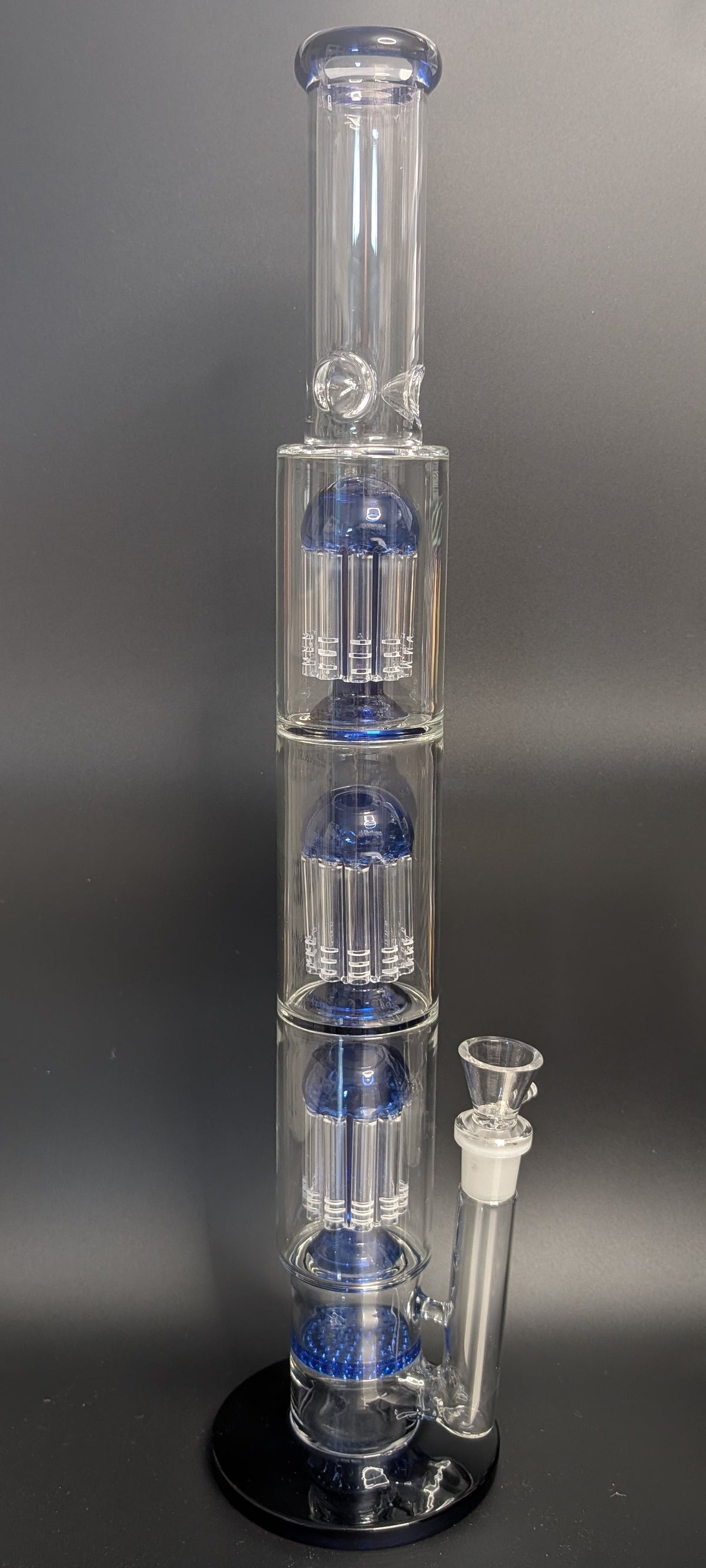 20.5" Glass Water Pipe Bong Clear Triple Perc Blue