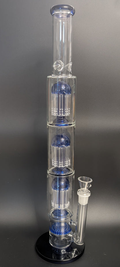 20.5" Glass Water Pipe Bong Clear Triple Perc Blue