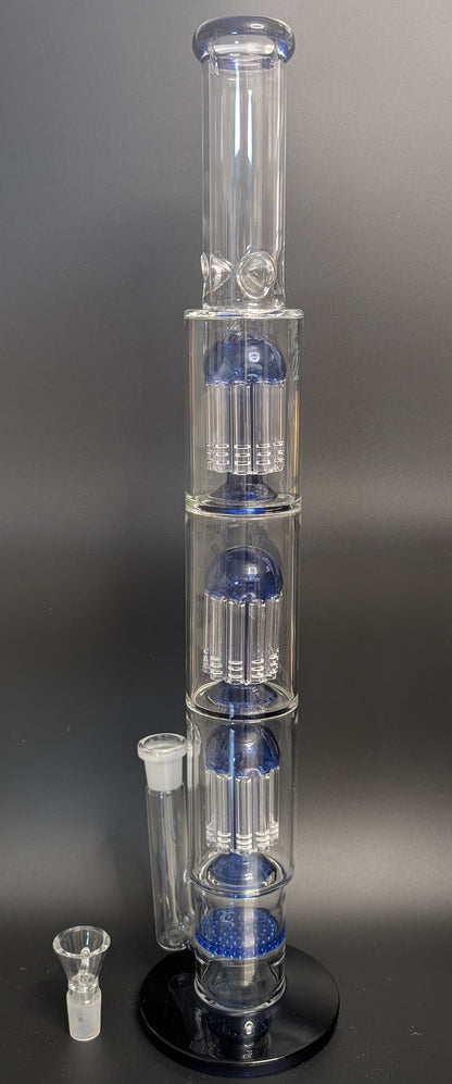 20.5" Glass Water Pipe Bong Clear Triple Perc Blue