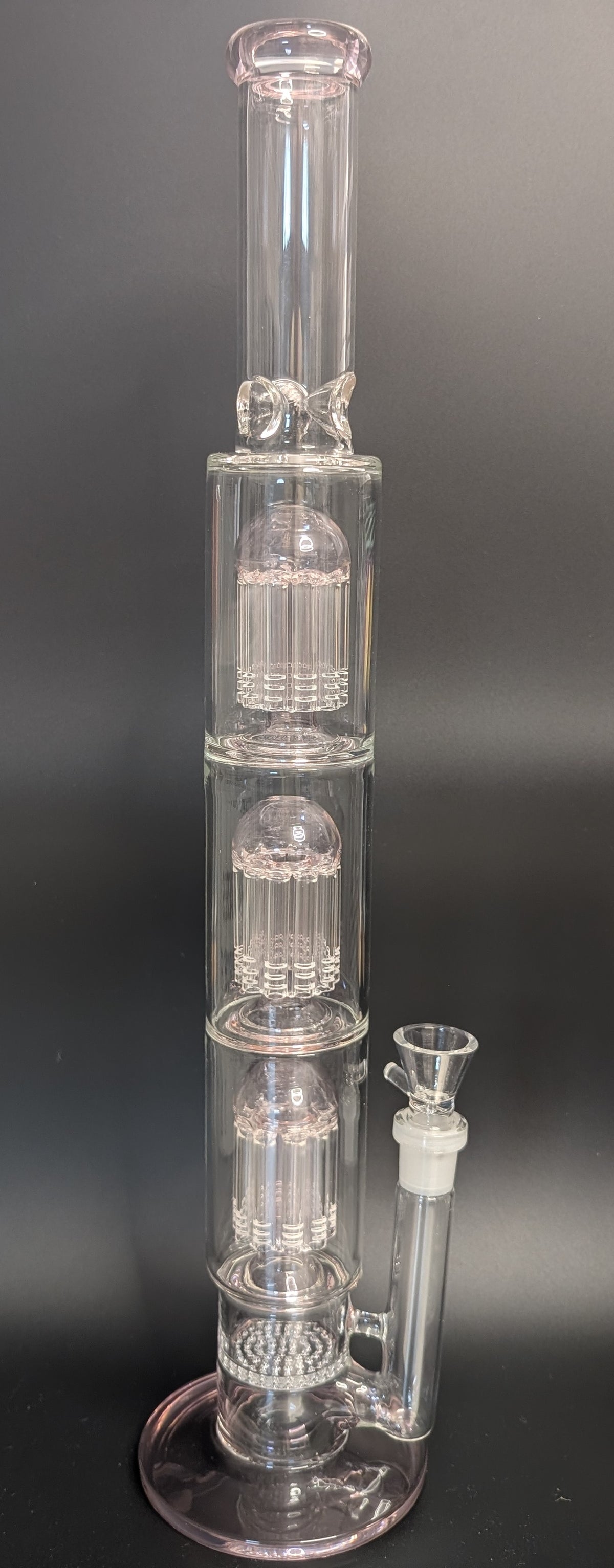 20.5" Glass Water Pipe Bong Clear Triple Perc Pink