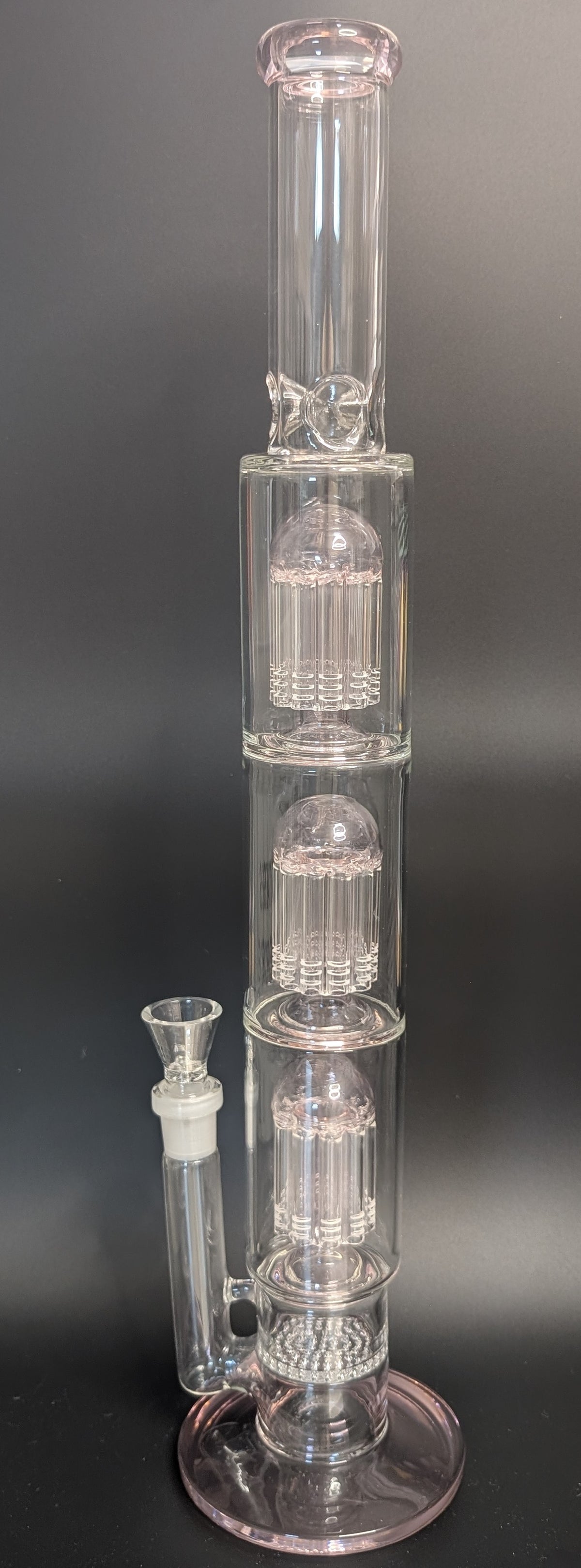20.5" Glass Water Pipe Bong Clear Triple Perc Pink