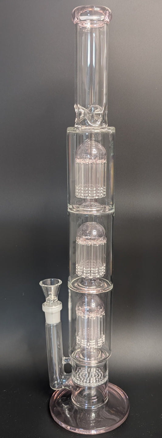 20.5" Glass Water Pipe Bong Clear Triple Perc Pink