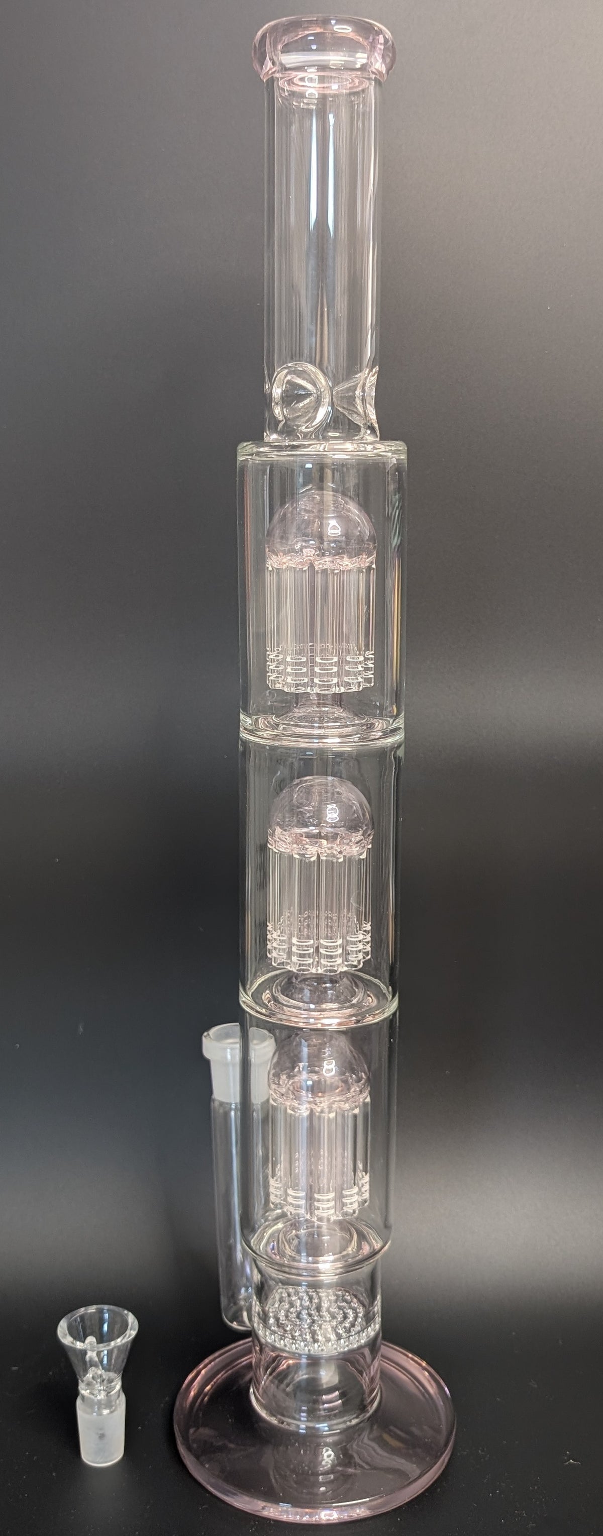 20.5" Glass Water Pipe Bong Clear Triple Perc Pink