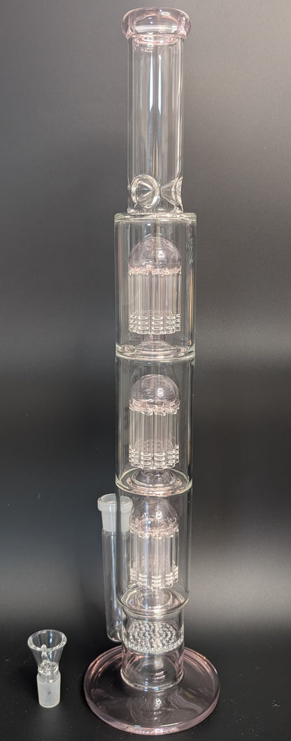20.5" Glass Water Pipe Bong Clear Triple Perc Pink