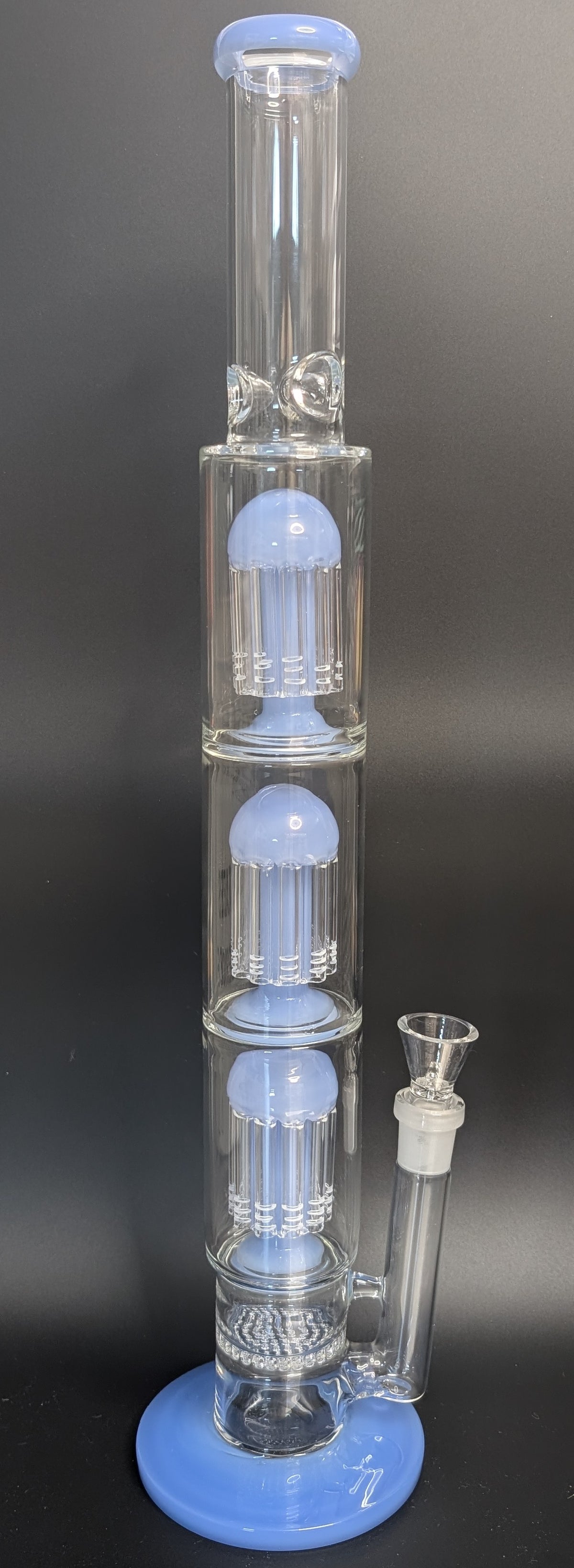 20.5" Glass Water Pipe Bong Clear Triple Perc Light Blue