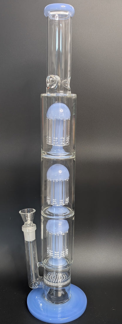 20.5" Glass Water Pipe Bong Clear Triple Perc Light Blue
