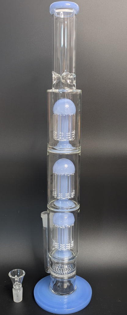 20.5" Glass Water Pipe Bong Clear Triple Perc Light Blue